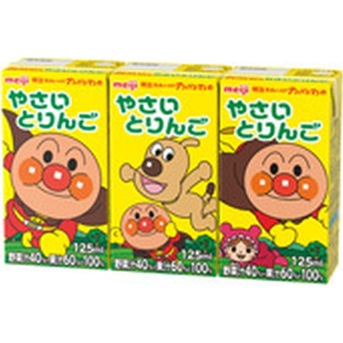 Meiji Anpanman Vegetable and Apple 125ml × 3P  Special Order Item 【Purchase Quantity 12 Units】