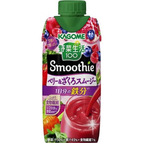 Kagome Vegetable Life Smoothie Berry & Pomegranate 330ml 【Purchase Quantity: 12 Packs]