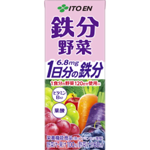 Ito En Iron-Rich Vegetable Juice Paper 200ml Special Order Item 【Purchase Quantity 24 Packs】
