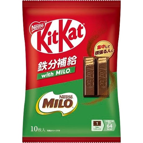 KitKat Iron Supplement with MILO 10 Pieces 【Purchase Quantity 12 Packs】