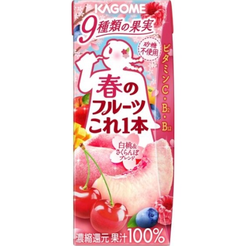 Kagome Spring Fruit This One White Peach & Cherry 200 【Purchased Quantity: 12 pieces】