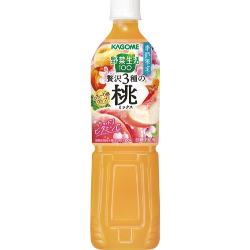 Kagome Vegetable Life Luxurious Three Types of Peach 720ml 【Purchase Quantity 15 Pieces】