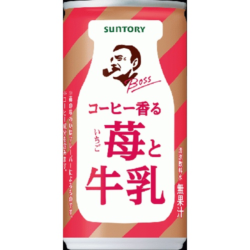 Boss Coffee Strawberry and Milk Can 185g 【New Product Released on 3/25】 【This Month's Special Beverage】  【Purchase Quantity 30
