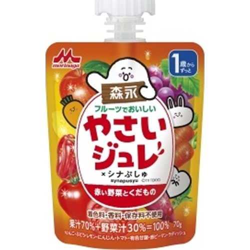 Morinaga Milk Delicious Fruit and Vegetable Jelly Red 70g [New Product Released 3/1]  Special Order Item [Purchase Quantity: 36 pieces]