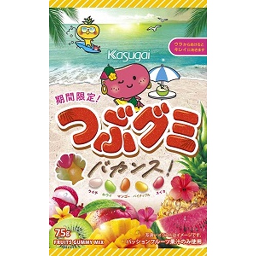Kasugai Confectionery Tsubu Gummy Vacation! 75g [New Product Released 4/7] Made to Order [Minimum Purchase Quantity: 60]