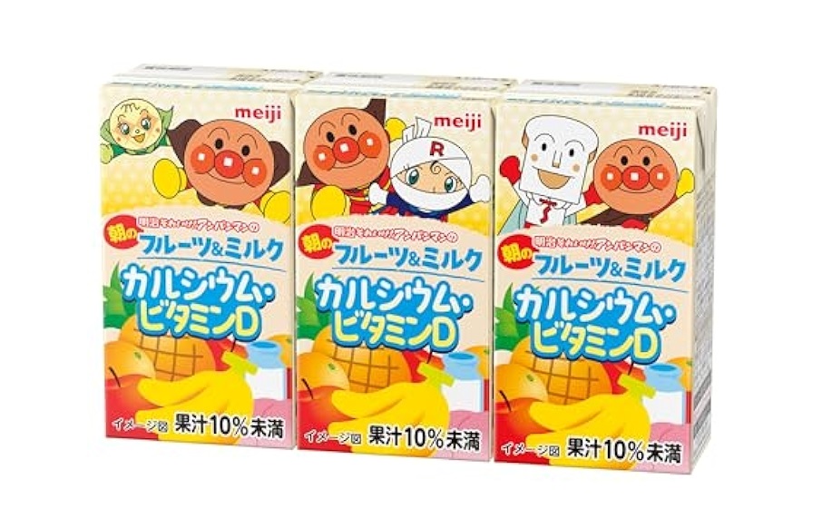 Meiji Anpanman Morning Fruits & Milk 125ml × 3 【New Product Released on 3/25】 Special Order Item 【Purchase Quantity 12 Units]