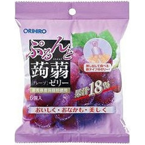 Orihiro Purandyu Pulp Konjac Jelly Pouch Grape 6 Pieces 【Purchase Quantity 24 Pieces】