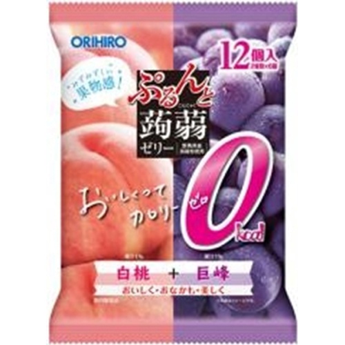 Orihiro Plandu Puru-n Konjac Jelly Zero Calorie White Peach + Grape 【Sale of the Month Snacks】  【Purchase Quantity 12 Units]