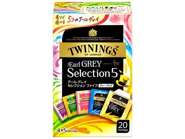 Twinings Earl Grey Selection 5, 20-pack (Special Order Item) [Purchase Quantity: 24]