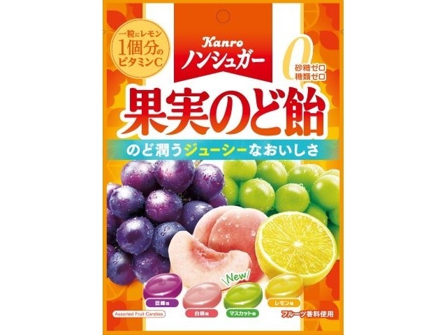 Kanro Sugar-Free Fruit Throat Lozenges, 90g (Purchase 6)