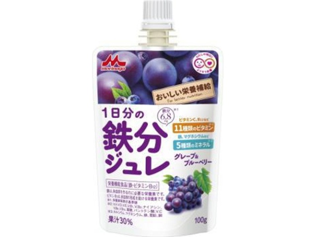 Morinyu One Day's Worth of Iron Jelly Grape & Berry 100g (Special Order Item) [Purchase Quantity: 24]