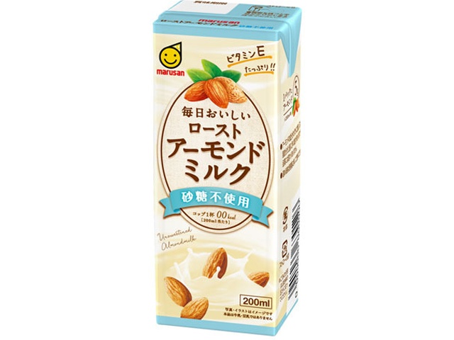Marusan Roasted Almond Milk, No Sugar, 200ml (Purchase 12)