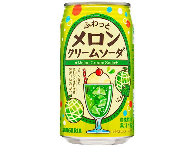 Sangaria Fuwatto Melon Cream Soda Can, 350g (Special Order Item) [Purchase Quantity: 24]