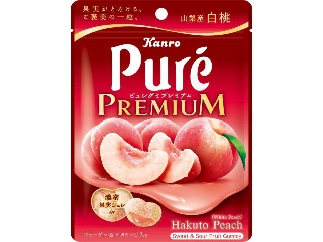 Kanro Pure Gummy Premium Yamanashi White Peach 54g (Purchase 6)