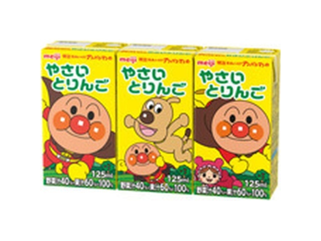 Meiji Anpanman Vegetable and Apple 125ml x 3 Packs (Special Order Item) [Purchase Quantity: 12]