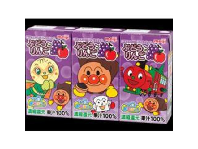 Meiji Anpanman Grape and Apple 125ml x 3 packs (Special Order Item) [Purchase Quantity: 12]