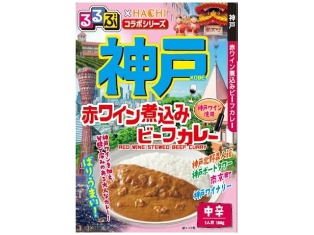 Hachi Foods Rurubu Kobe Beef Curry, Medium Spicy, 180g (Pack of 20)
