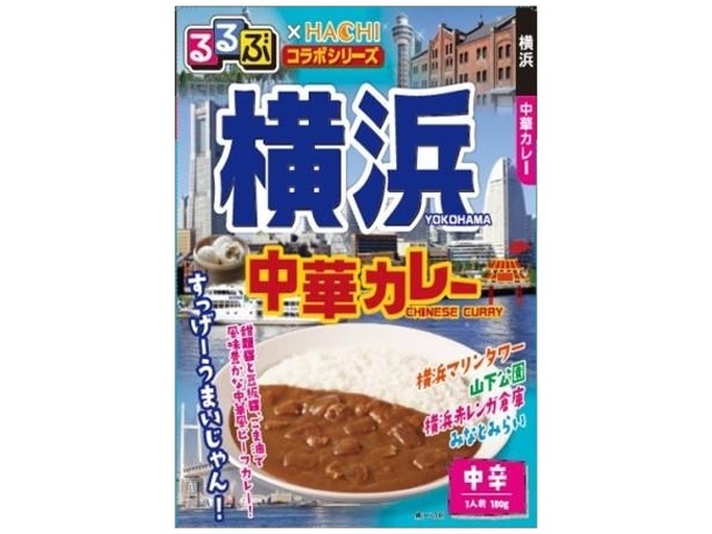 Hachi Foods Rurubu Yokohama Chinese Curry, Medium Spicy, 180g (Pack of 20)