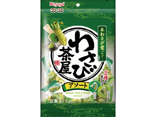 Kasugai Seika Green Beans Wasabi Chaya Assortment 104g (Purchase 12)