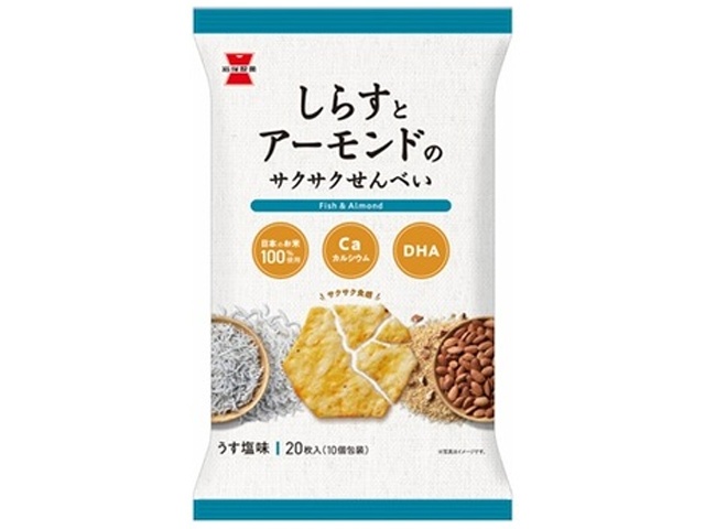 Iwatsuka Seika Crispy Whitebait and Almond Rice Crackers, 20 pieces (Purchase Quantity: 12)