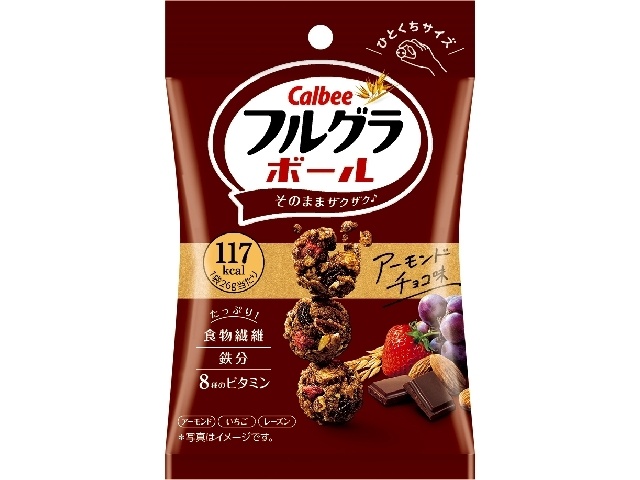 Calbee Frugra Balls, Almond Chocolate Flavor, 26g (8 pieces)