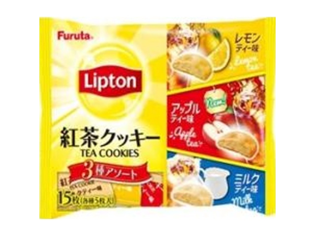 Furuta Lipton Black Tea Cookies, 3-Flavor Assortment, 15 Cookies (Purchase 14 Cookies)