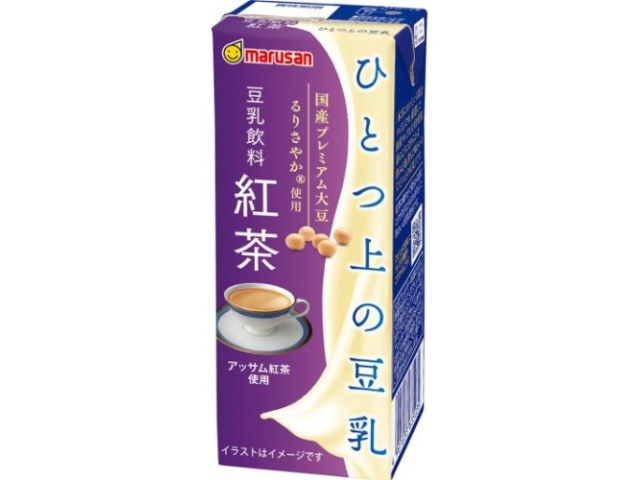 Marusan Soy Milk, 200ml, Black Tea Paper Soy Milk Drink (Purchase of 24)