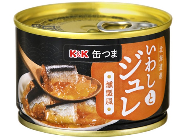 K&K Canned Snacks Hokkaido Sardines and Smoked Jelly, 150g (Special Order Item) [Purchase Quantity: 48]