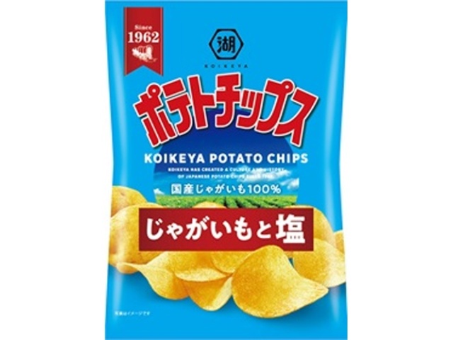 Koikeya Potato Chips, Potato and Salt, 55g (Purchase of 12)
