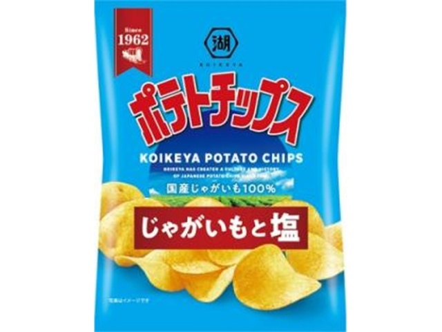 Koikeya Potato Chips, Potato and Salt, 25g (Pack of 24)