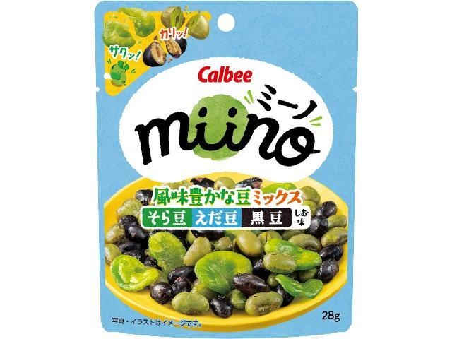 Calbee Miino Mix Broad Beans and Edamame Black Beans, 28g (Special Order Item) [Purchase 12]