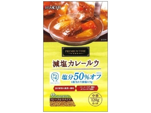 Hachi Foods Reduced Sodium Curry Roux, Medium Spicy, 120g (Special Order Item) [Purchase 12]