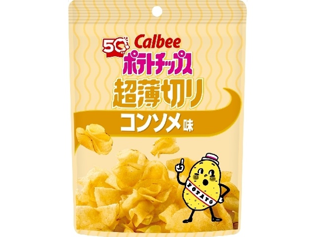 Calbee Super Thinly Sliced ??Potatoes, Consomme Flavor, 40g (Pack of 12)