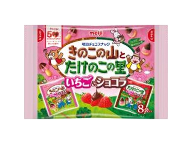 Meiji Mushroom Bamboo Shoot Strawberry Chocolate 8-pack (Purchase 18 pieces)