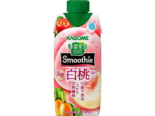 Kagome Vegetable Life Smoothie, Japanese White Peach Paper, 330ml [New Product, Released February 10th] [Purchase 12]
