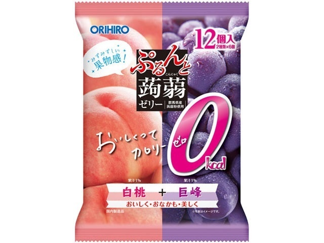 Orihiro Plandu Purunto Konjac Jelly, Zero Calorie, White Peach + Kyoho Grape [Purchase 12]