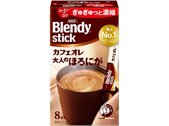Blendy Stick Cafe au Lait, Bittersweet for Adults, 8 sticks (6 sticks per pack)